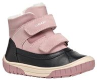 GEOX Bottines Noir/Rose Cuir/Textile Velcro Taille 26