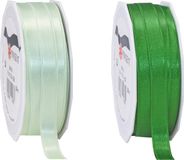 Glorex Hobby Satijn cadeau inpak deco sierlint - 2 tinten groen - 25 meter x 1 cm