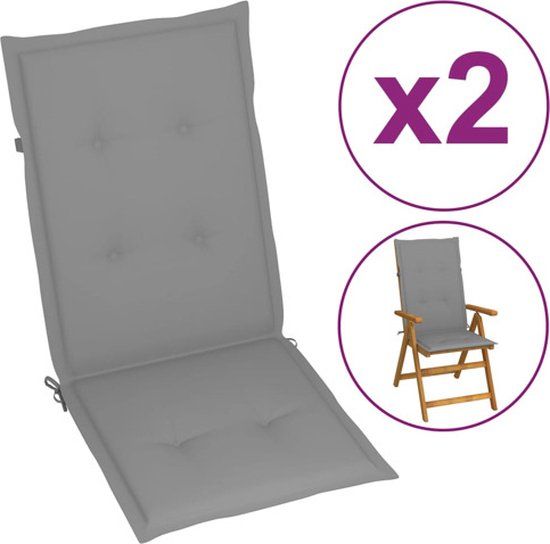 vidaXL Tuinstoelkussens - rugleuning - 2 stuks - 120x50x3 cm - stof - grijs