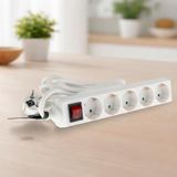 M mimotec - Meervoudig stopcontact 5-voudig met schakelaar, kabel 3 m H05VV-F 3 x 1,5 mm, 250 V, 16 A, 3680 W, IP20, kinderbeveiliging