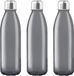 Merkloos / Sans marque Makito Western Europe Glazen waterfles/drinkfles met RVS dop - 3x - zwart transparant - 650 ml - Sportfles - Bidon