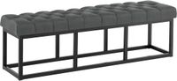 CLP Amun Halbank - Zitbankje met Chesterfield Knoopstiksels - Garderobebank - Bedbankje - Zwart Metalen Frame - donkergrijs