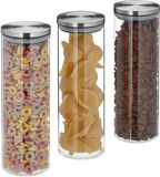 Merkloos Voorraadbussen - Set van 3 - Luchtdicht - RVS Deksel - Glas - 1,6 L