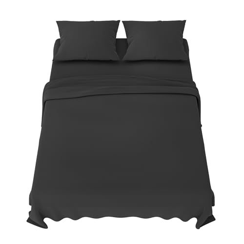 Dreamzie beddengoedset 160x200 cm - 4-delig microvezel - hoeslaken 160x200 cm - laken 2 personen 240x280 cm - 2 kussenslopen 65x65 - Oeko Tex gecertificeerd - donkergrijs