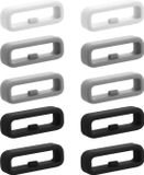 kwmobile 10x Horloge band lusje geschikt voor 18mm Smartwatch Strap (Universal) lus bandje voor Fitness tracker en smartwatch van silicone - grijs / zwart / wit