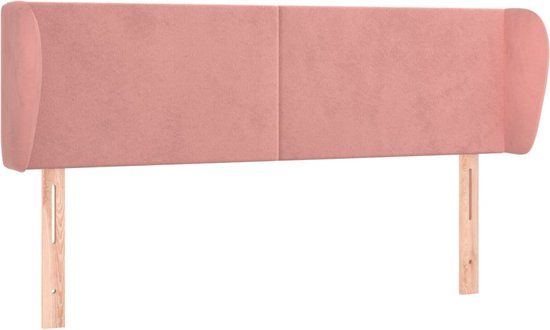 VidaXL Hoofdbord met randen 147x23x78/88 cm fluweel roze