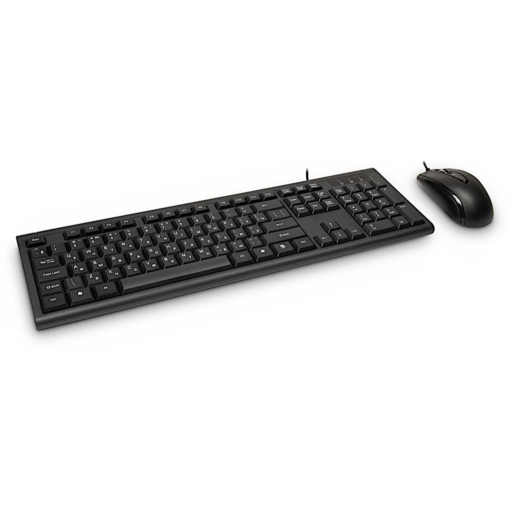 Inter-Tech KM-3149R - Toetsenbord - Zwart - USB - Qwerty - Inclusief Muis