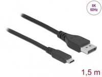 Delock Bidirectional USB Type-C™ to DisplayPort Cable (DP Alt Mode) 8K 60 Hz 1.5 m DP 8K certified