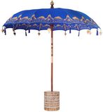 vidaXL Balinese parasol met voet Blauw 215 x 215 x 260 cm Katoen