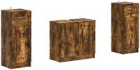 vidaXL - 3-delig - badkamerkast - set - UTRECHT - Gerookt - eiken - Bewerkt - hout