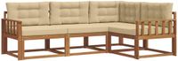 vidaXL - Acacia houten loungeset - 4 zitplaatsen - Natuurlijk en beige