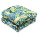 Pillow Perfect Omnia Lagoon getufte zitkussens voor buiten/binnen (ronde rug), 19" x 19", blauw