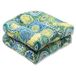 Pillow Perfect Omnia Lagoon getufte zitkussens voor buiten/binnen (ronde rug), 19" x 19", blauw