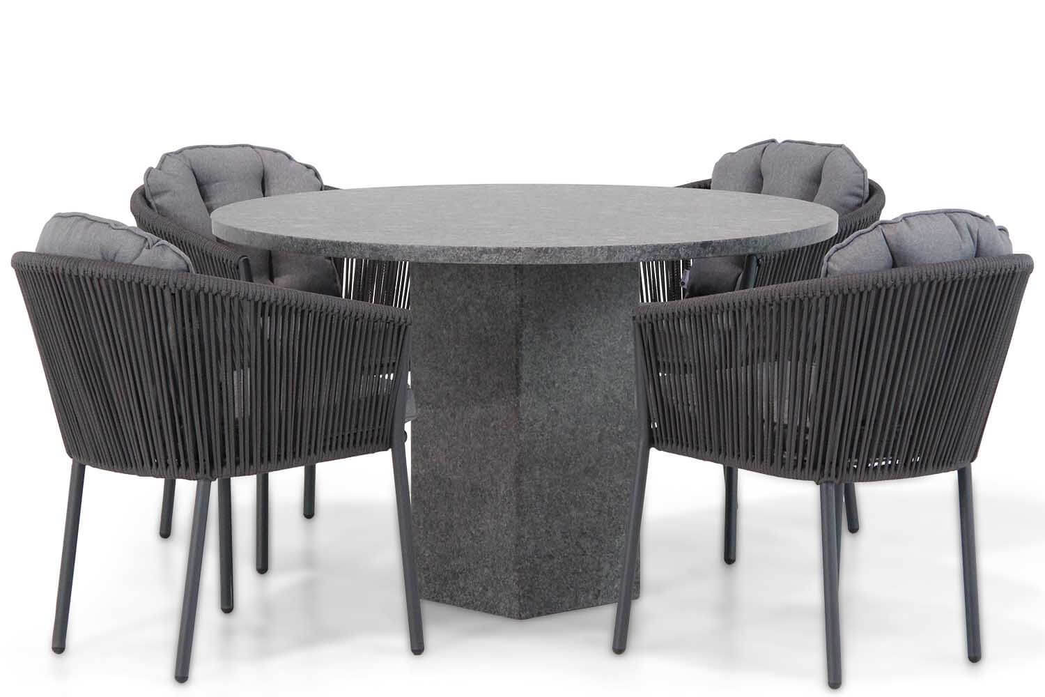 Santika Furniture Santika Novita/Graniet 120 cm rond dining tuinset 5-delig