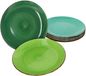 MamboCat Set van 6 platte borden van aardewerk, groen, robuust, voor 6 personen, met moderne swirl-decoratie in leuke tinten