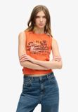Superdry - Slimfit hemdtopje met LA vintage logo - Dames - Vesten - Soda Pop Orange Marl - UK10-EU38
