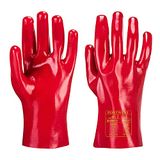 Portwest A427 PVC Werkhandschoen Waterdicht Lichtgewicht Volledig Gecoat | Rood, XL