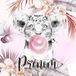 Lion Chewing-gum Papier peint panoramique enfant avec prénom personnalisable - 260 cm x 260 cm