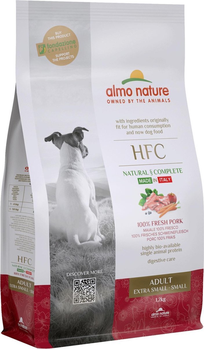 Almo Nature Nature - Hond HFC Adult brokken voor middelgrote tot grote honden - kip, zalm of varkensvlees - 8kg, 1,2kg - Varkensvlees, Gewicht: 1,2kg