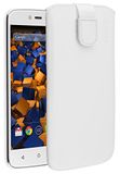 mumbi Echt leren telefoonhoesje compatibel met Lenovo Moto C Plus hoes lederen tas case wallet, wit