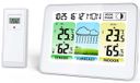 Merkloos Weerstation draadloos met buitensensor - 5,3 inch LCD-kleurendisplay - Binnen- en buitentemperatuur - Weersvoorspelling, maanfase en wekker