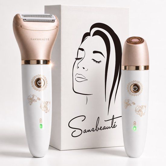 Sansbeauté 2-in-1 Ladyshave for Face, Underarms, Legs & Bikini Line - Electric Hair Removal for Women - USB Rechargeable