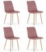 LEOBERT Set van 4 Eetkamerstoelen LAVA - Donkerroze - Houtlook Metalen Poten - Velvet Bekleding - Industriële Stijl