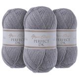 Utopia Crafts DK Double Knitting Yarn 3x 100g (Light Grey Heather)