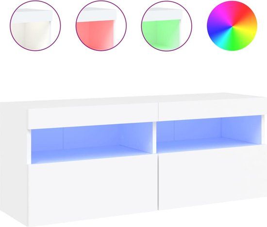 vidaXL Tv-wandmeubel met LED-verlichting 100x30x40 cm wit