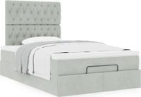 Prolenta Maison Exclusive Ottomaans bedframe met matrassen, lichtgrijs, 120x200 cm, fluweel