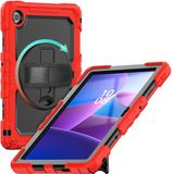 Selected by GSMpunt.nl Lenovo Hoes met ingebouwde Screenprotector Geschikt voor Lenovo Tab M10 Gen 4 (2025) | Inclusief 360° Draaibare Handriem en Schouderriem | Extreme bescherming | Ideaal voor zakelijk gebruik | Rood