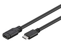 PremiumCord USB-C 3.1 verlengkabel 2 m, datakabel SuperSpeed tot 5 Gbit/s, oplaadkabel, USB 3.1 generatie 1 type C bus naar stekker, kleur zwart, lengte 2 m