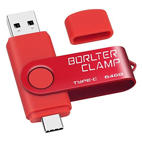 BORLTER CLAMP 64GB Type C USB-stick, BorlterClamp USB 3.0 Geheugenstick 2 in 1 OTG USB-Flashstation voor Android-Smartphones, Tablets en Computer (Rood)