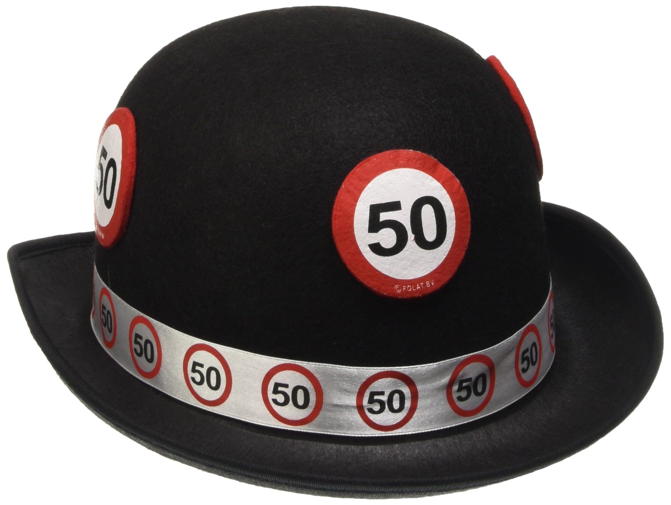 Folat 50 Jaar Zwarte Bolhoed Verkeersbord - 8714572623506