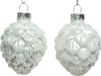 Decoris Dennenappel glas d5h7 cm winterwit 6st kerstbal hangdeco kerst