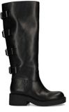 Sacha - Dames - Zwarte multi buckle biker boots met brede schacht - Maat 39
