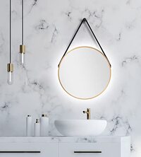 Talos Decoratieve ronde wandspiegel met indirecte LED-verlichting in goud mat Ø 50 cm