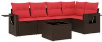 vidaXL 6-delige tuinbankset met kussens, bruin, polyrotan