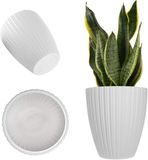 KADAX Decoratieve sierpot met binneninzetstuk, ronde plantenpot, bloempot van kunststof, plantenpot voor binnen en buiten, bloempot (wit, 30 cm)