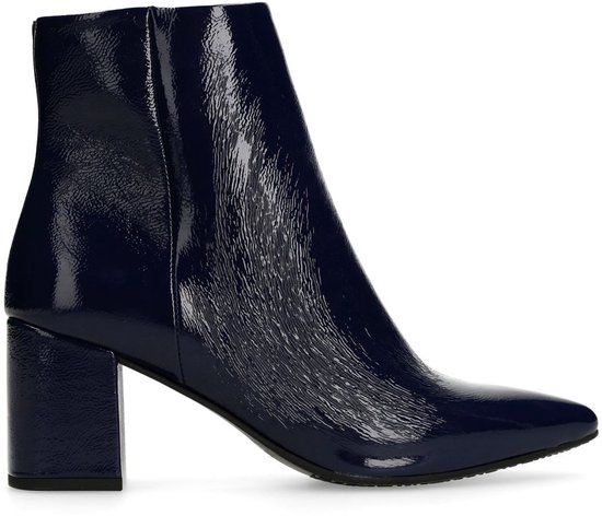 Manfield Blauwe lakleren enkellaarsjes met hak - Maat 38