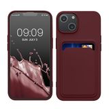 kwmobile telefoonhoesje geschikt voor Apple iPhone 14 - Hoesje met pasjeshouder - TPU case in wijnrood