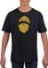 Bellatio Decorations Shoppartners Bv Kerstman hoofd Kerst t-shirt - zwart met gouden glitter bedrukking - kinderen - Kerstkleding / Kerst outfit 140/152
