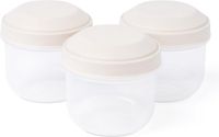 Amuse Rikko Oat Snackbox set - 185ml - Set van 3 lekvrije Snackdoosjes - Transparante Bewaardoosjes - BPA-vrij Fruitbakje - Sluit gemakkelijk - Beige