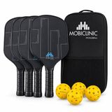 Mobiclinic Mobiall - Pickleball Set - 4 glasvezel rackets en 4 ballen - Draagtas