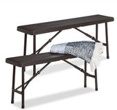 Merkloos Relaxdays Bierbank Set van 2 - Inklapbaar - 100 cm - Kunststof - Bruin