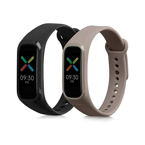 kwmobile 2x armband compatibel met Oppo Band Sport - Bandjes voor fitnesstracker in zwart/bruin