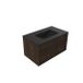 Saniclass Set de meubles de salle de bain avec cadre en bois - 80x45x42cm - Lavabo en céramique Vygo noir - chêne mat anthracite