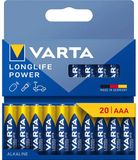 Varta Longlife Power AAA Wegwerpbatterij LR03 Alkaline 1,5 V 20 stuk(s) Blauw, Geel