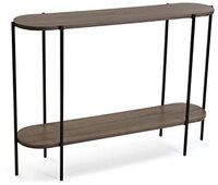 Versa Lizzy entreekast voor de entree of de hal, consoletafel, met legplank, afmetingen (H x B x D) 80 x 25 x 110 cm, hout en metaal, kleur bruin en zwart