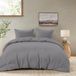 TRANKIELO® - Housse de couette 200x200 cm - Anthracite - 3 pièces microfibre avec taies d'oreiller - certifié